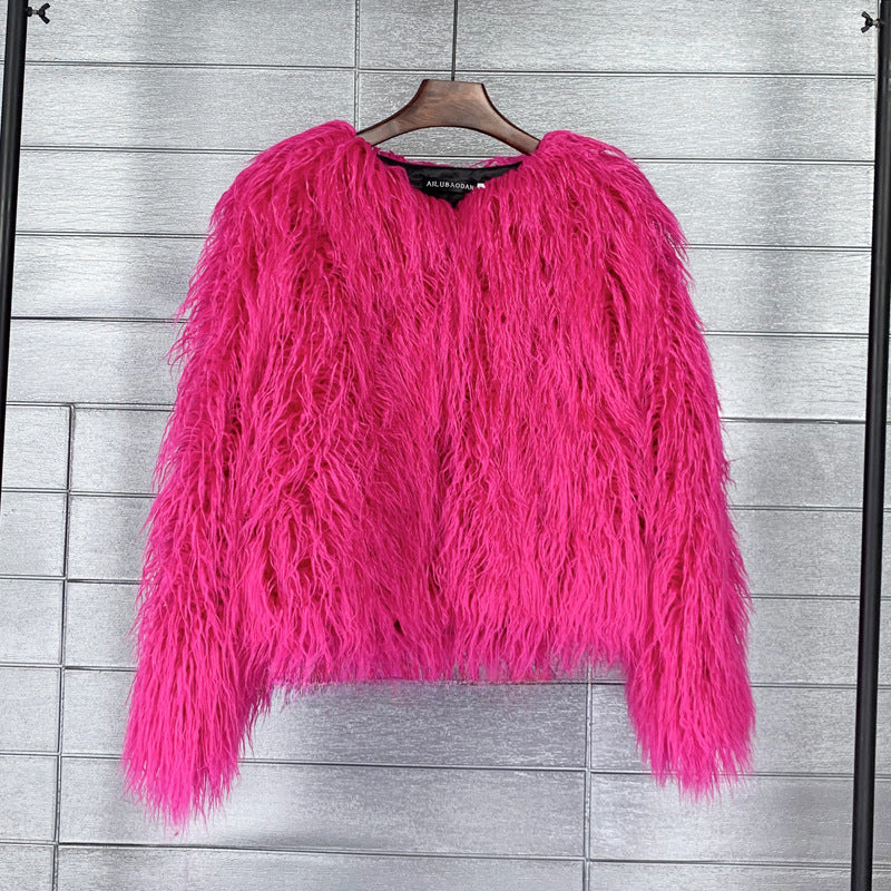 Cappotto Corto da Donna in Pelliccia Sintetica