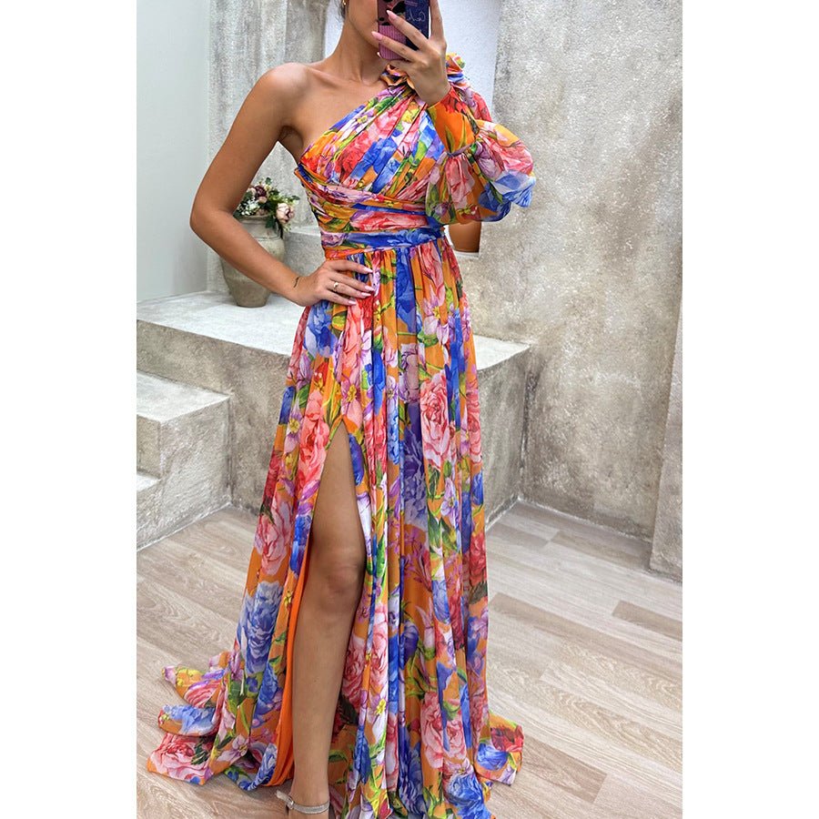 Abito casual, design con spacco ampio e multicolore con spalla obliqua. - Because I'm Different shop