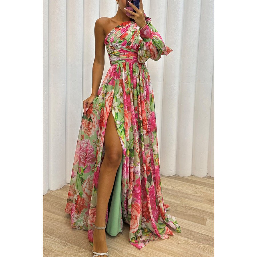 Abito casual, design con spacco ampio e multicolore con spalla obliqua. - Because I'm Different shop