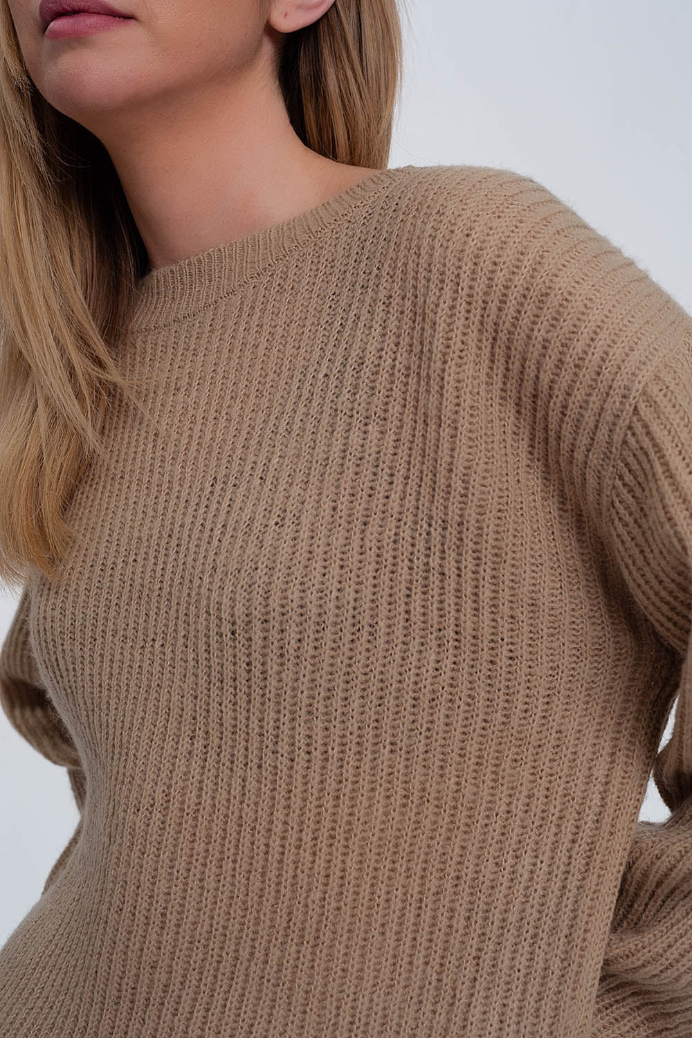 Maglione a Coste in Beige Chiaro - Because I'm Different shop