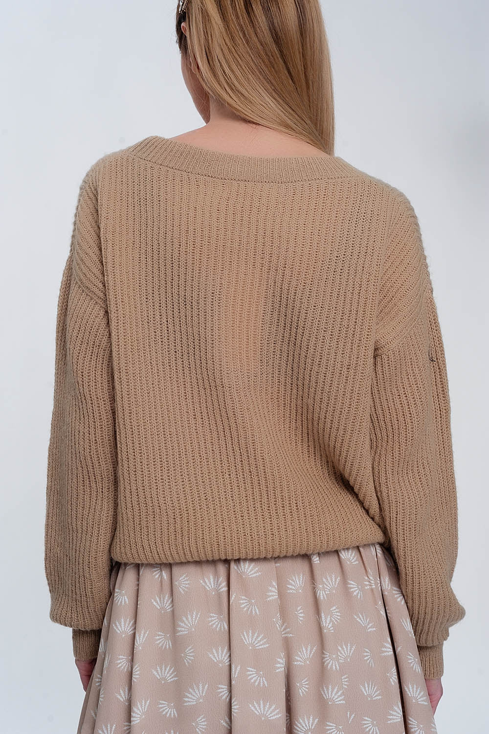 Maglione a Coste in Beige Chiaro - Because I'm Different shop