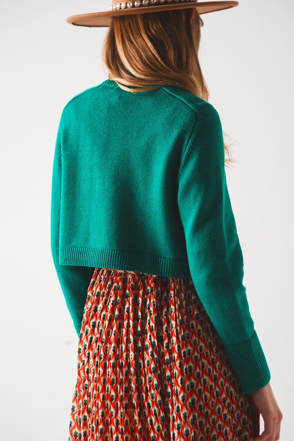 Maglione Cropped con Collo Alto in Verde - Because I'm Different shop
