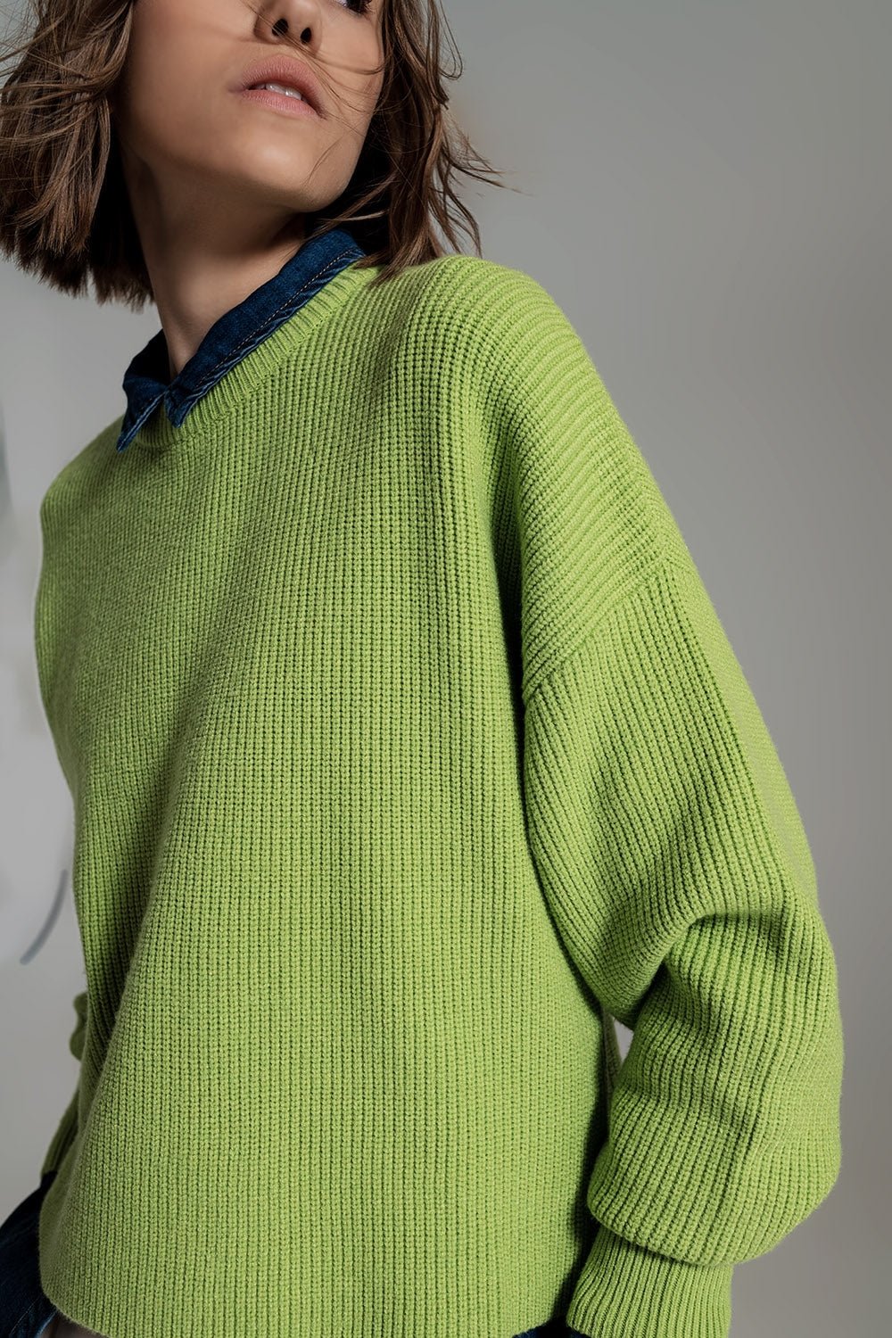 Maglione Verde a Maglia Grossa con Vestibilità Comoda - Because I'm Different shop