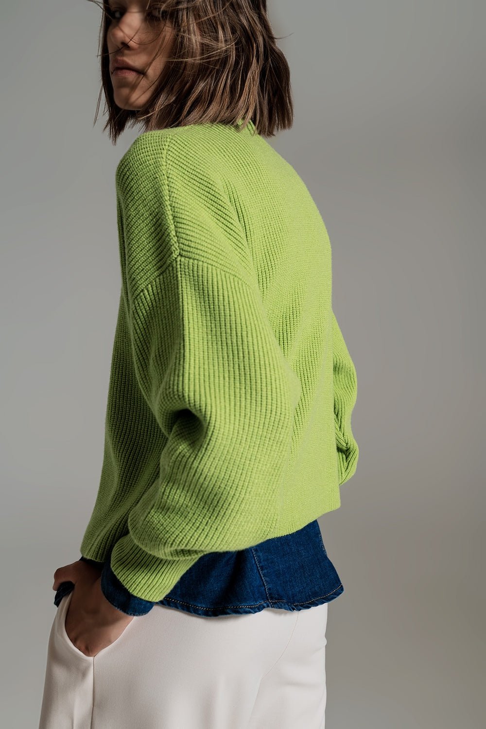 Maglione Verde a Maglia Grossa con Vestibilità Comoda - Because I'm Different shop