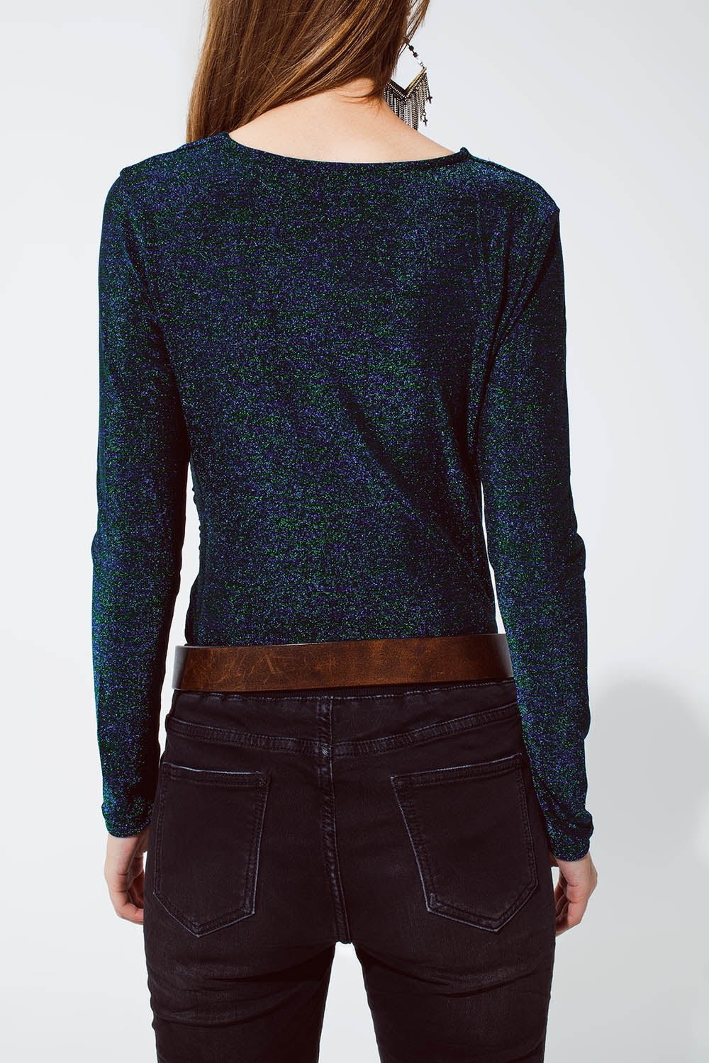 Top Body Lungo Maniche Lucido in verde - Because I'm Different shop