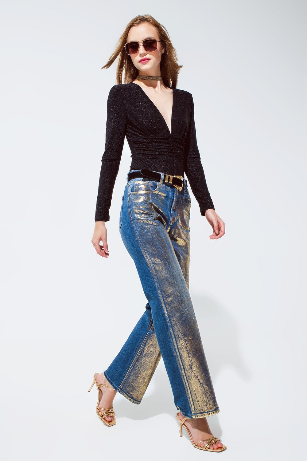 Top Body Lungo Maniche Lucido Nero - Because I'm Different shop