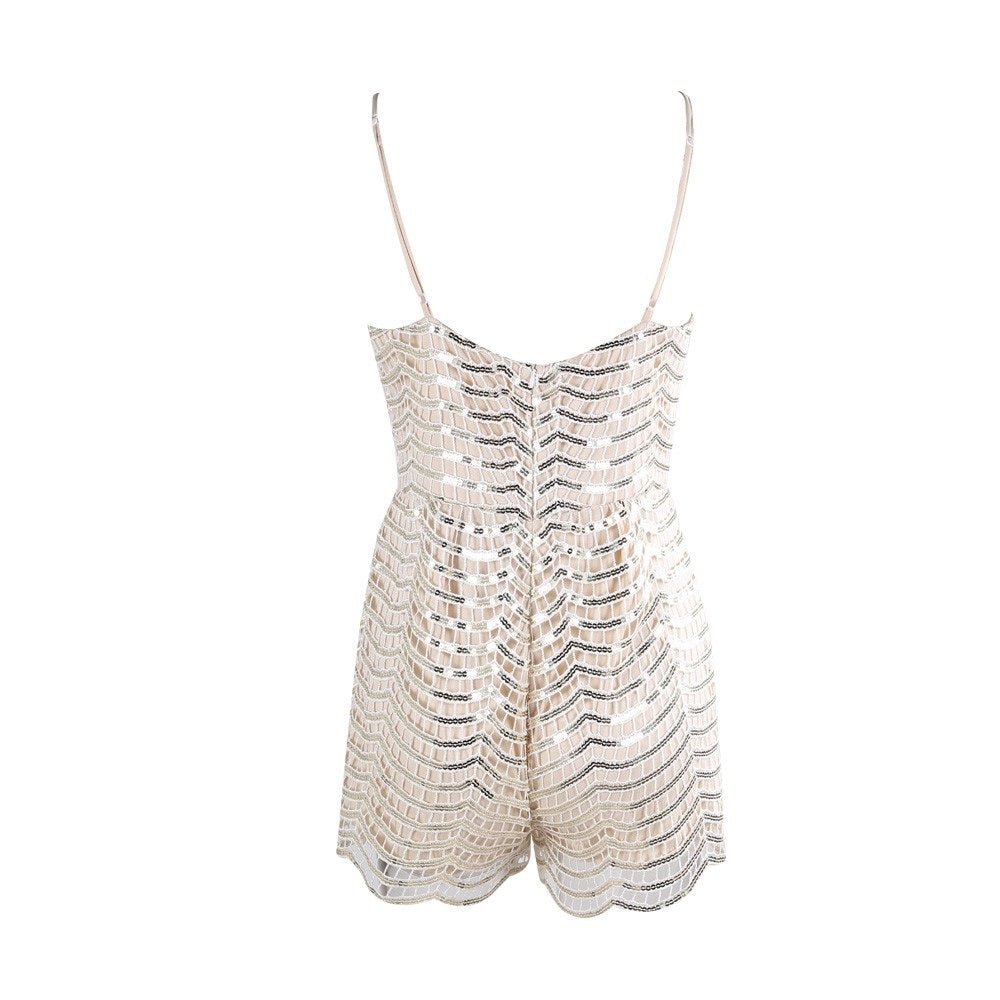 Tuta corta beige con paillettes. - Because I'm Different shop
