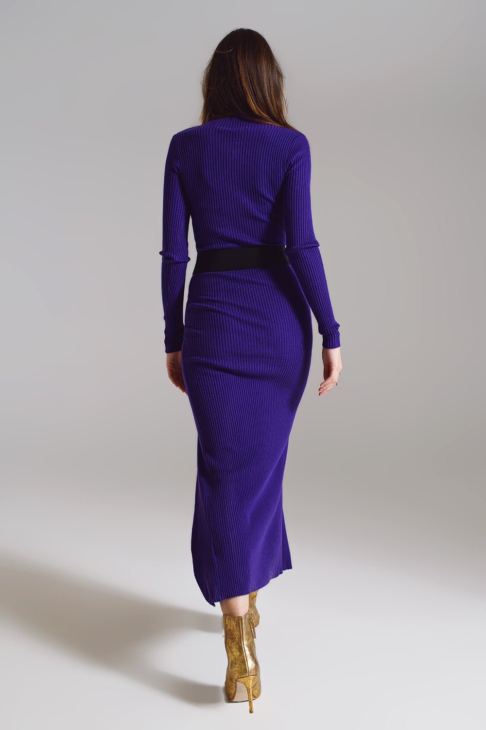 Abito Maxy in Maglia con Collo Alto in Viola - Because I'm Different shop