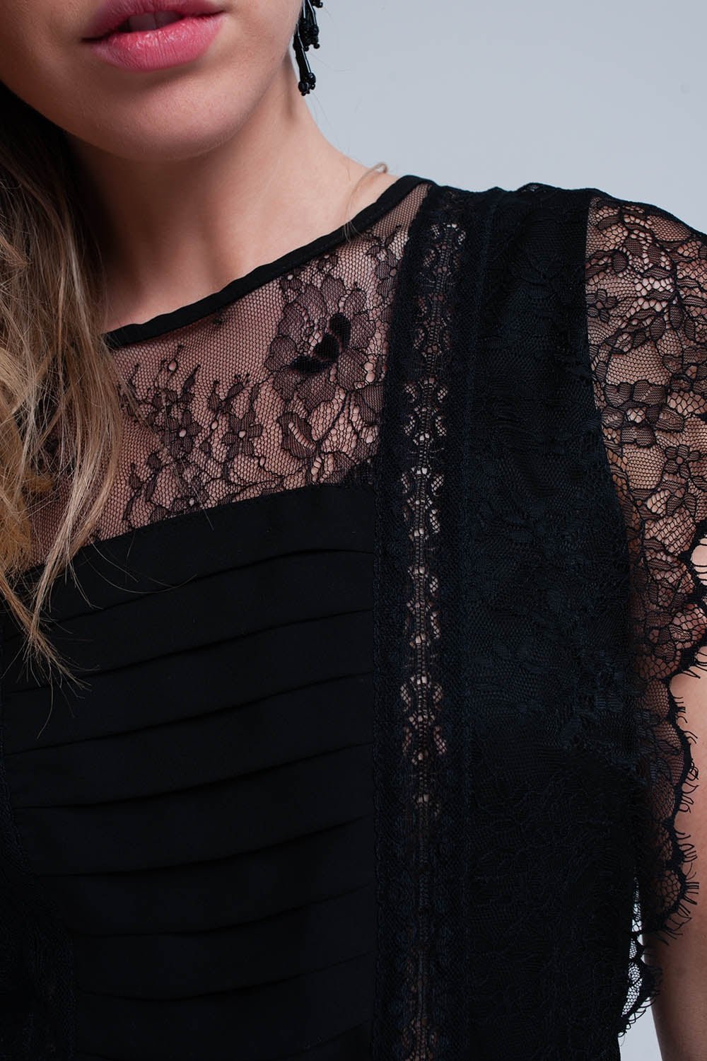 Abito Midi Nero con Pizzo - Because I'm Different shop