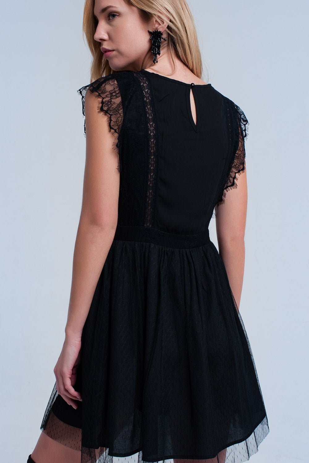 Abito Midi Nero con Pizzo - Because I'm Different shop