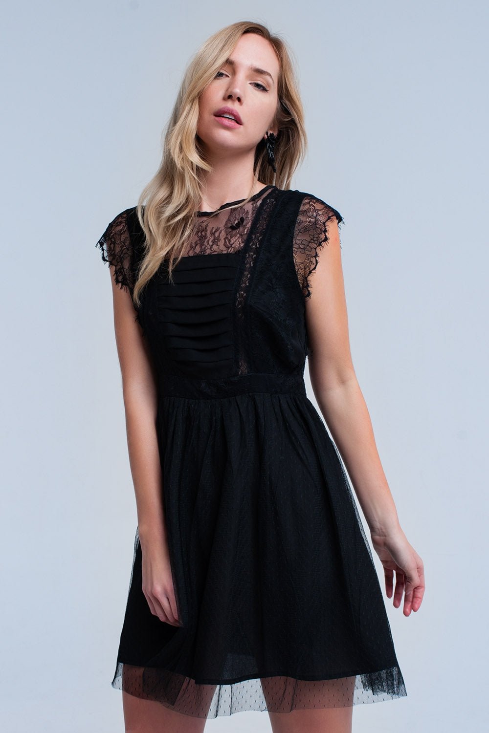 Abito Midi Nero con Pizzo - Because I'm Different shop