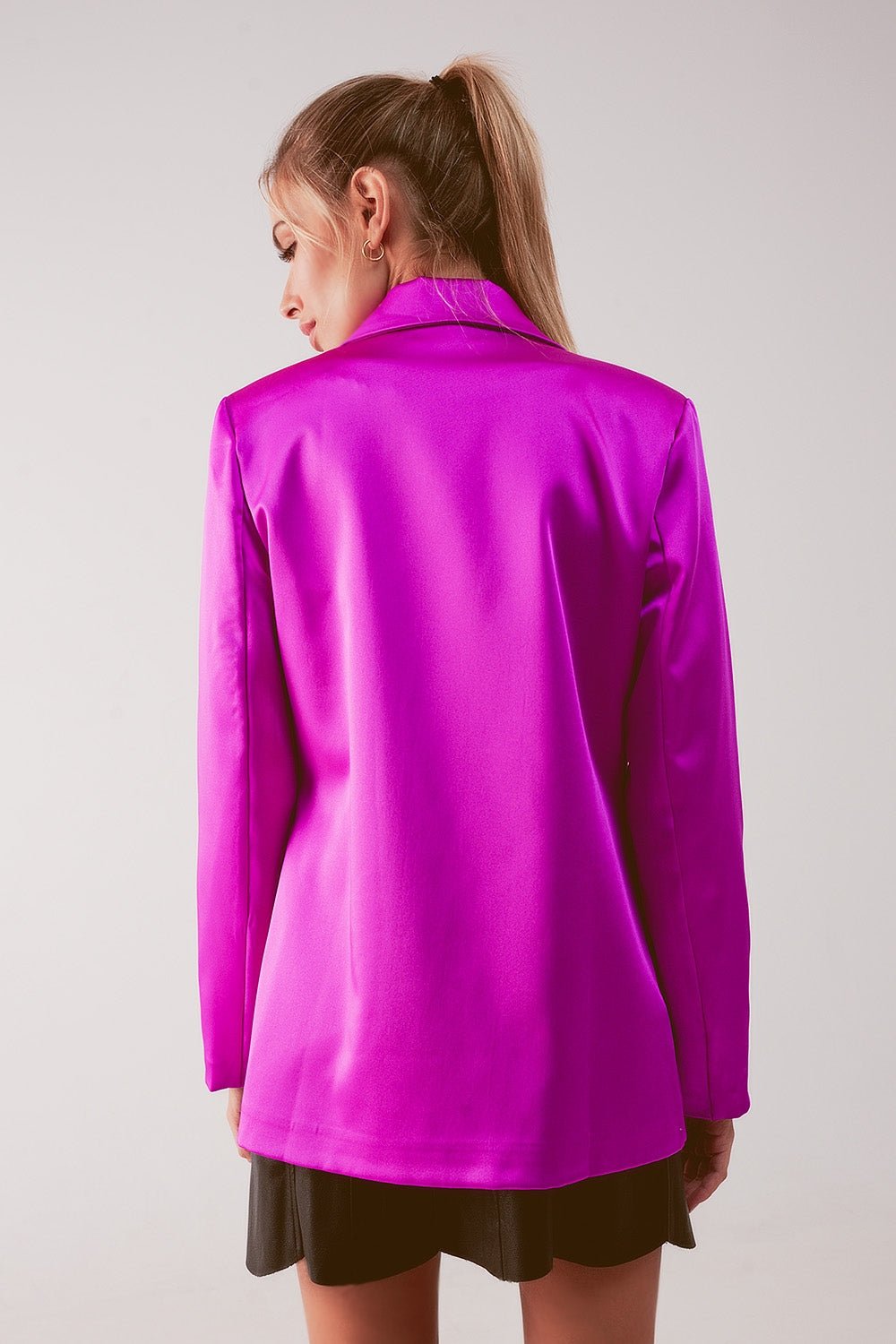 Blazer doppiopetto in satin color fucsia. - Because I'm Different shop