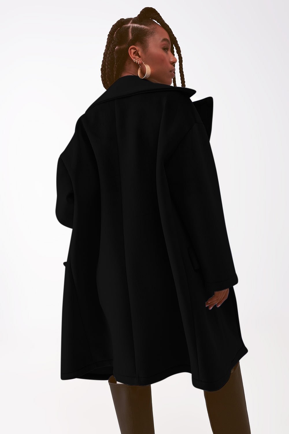 Cappotto Oversize in Finta Pelle Scamosciata Nero - Because I'm Different shop