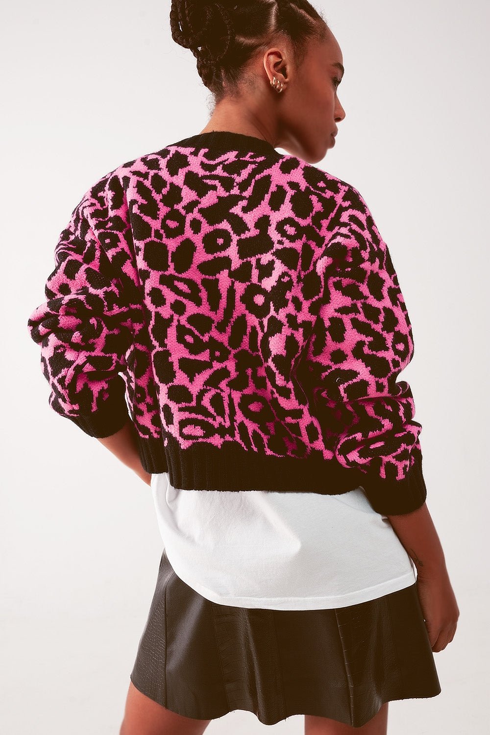 Cardigan in fucsia con stampa animalier. - Because I'm Different shop