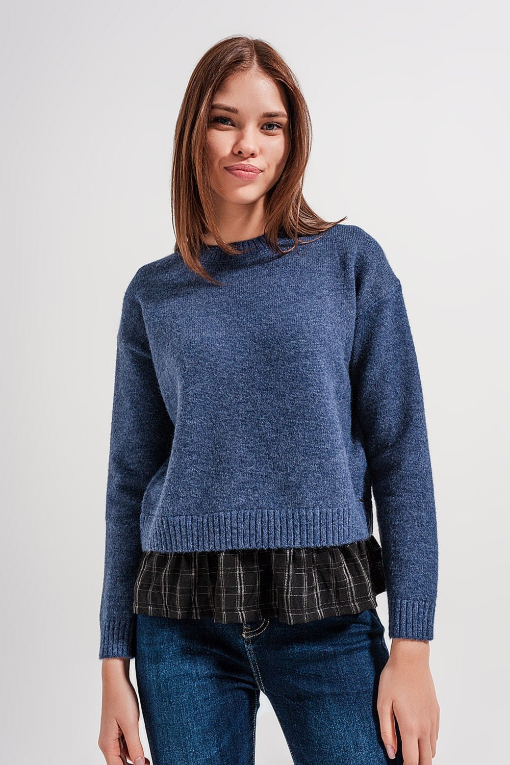 Maglione 2 in 1 con Sottocamicia in Blu Navy - Because I'm Different shop