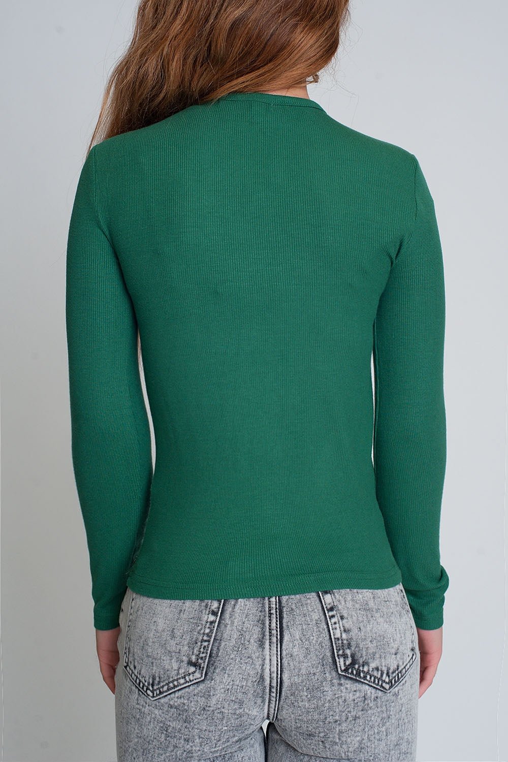 Maglione con Collo Asimmetrico in Verde - Because I'm Different shop