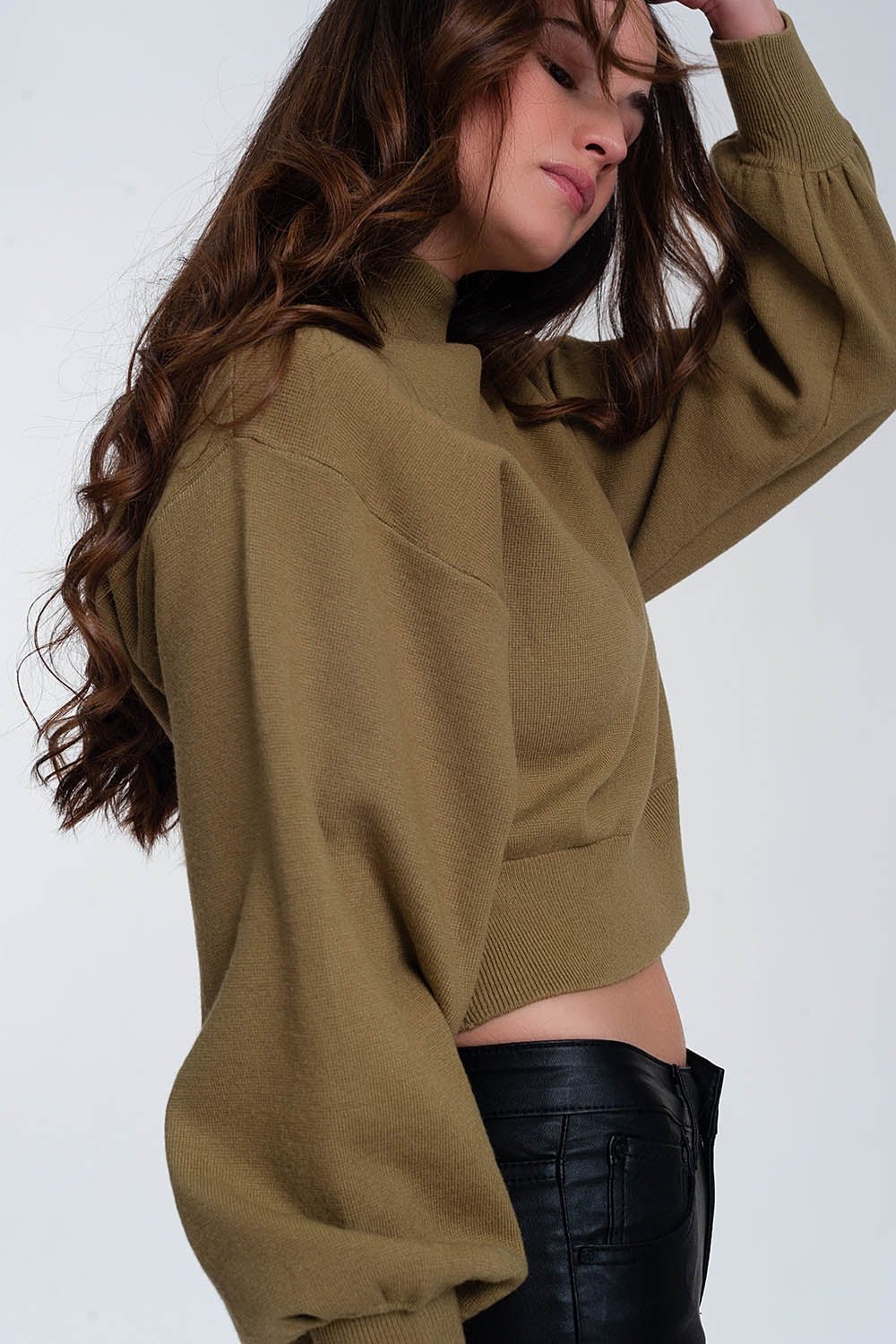 Neck Crop Jumper in Green - Because I'm Different shop