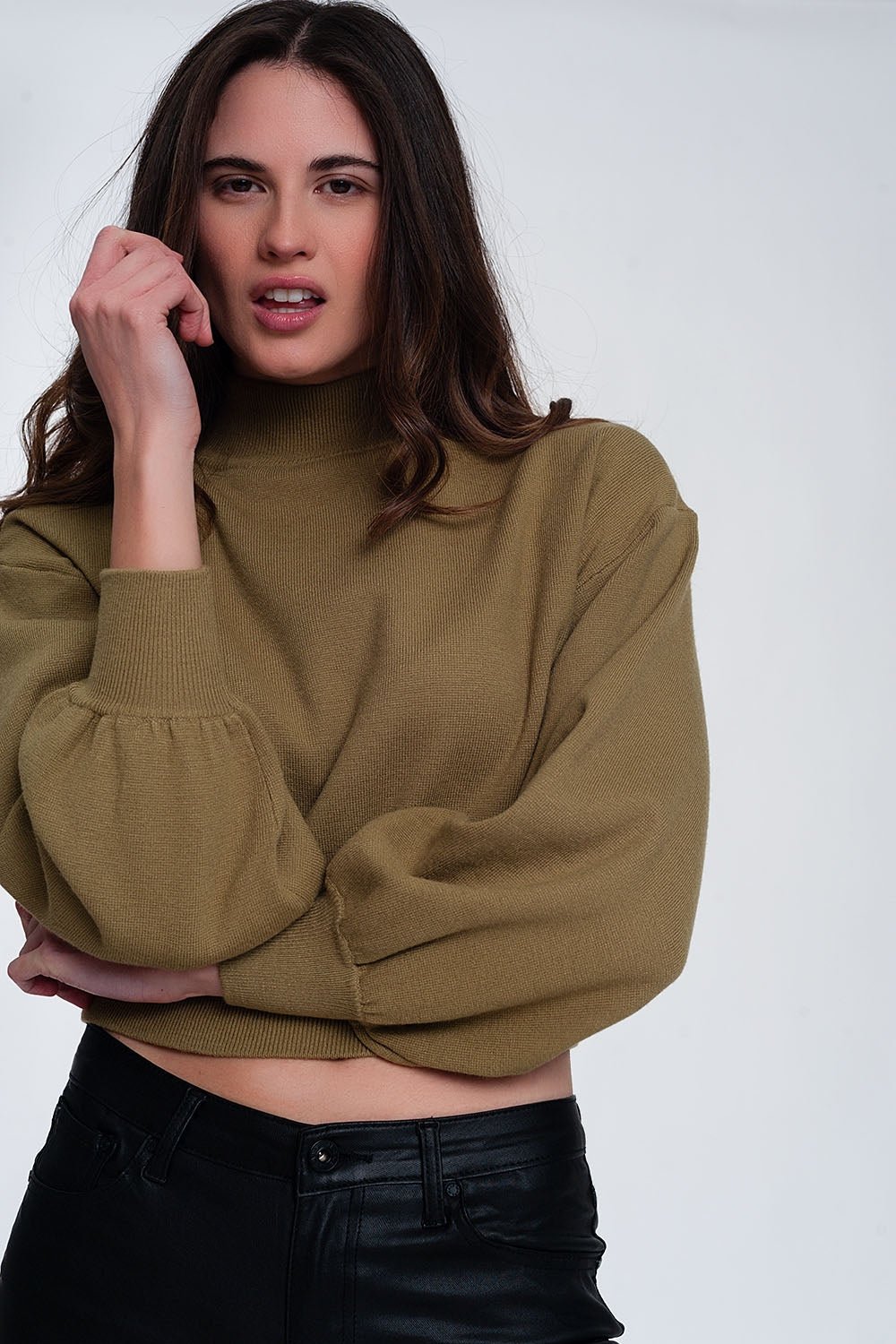 Neck Crop Jumper in Green - Because I'm Different shop