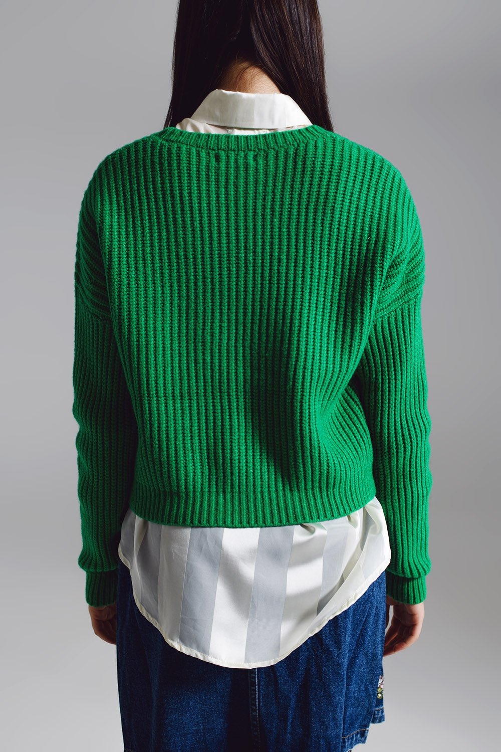 Relaxed Waffle Knit Jumper in Bright Green - Because I'm Different shop