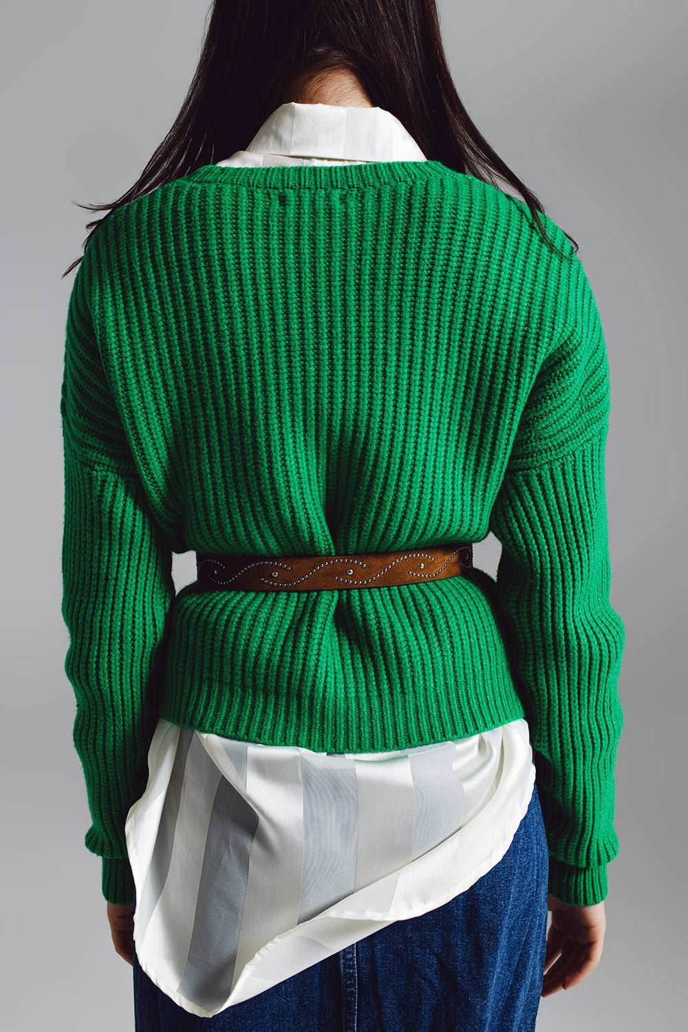 Relaxed Waffle Knit Jumper in Bright Green - Because I'm Different shop